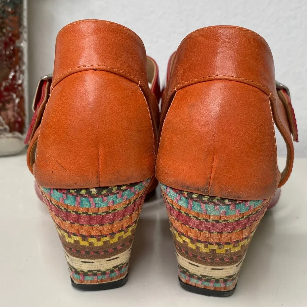 John Fluevog The Purpose‎ Objective Fisherman Heeled Sandals Multi Color Size 10